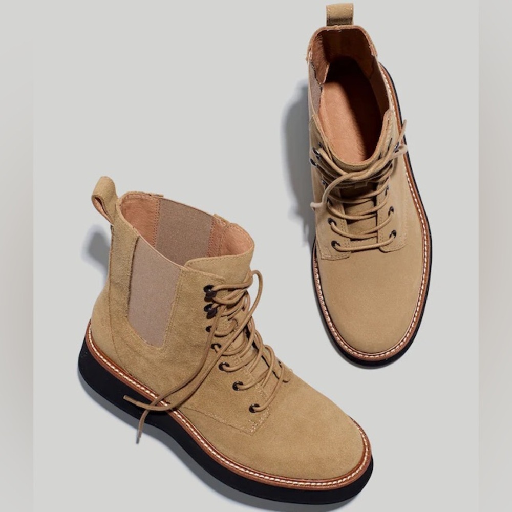 Madewell #NH948 The Helen Platform Chelsea Boot Genuine Suede Boots Size 8
